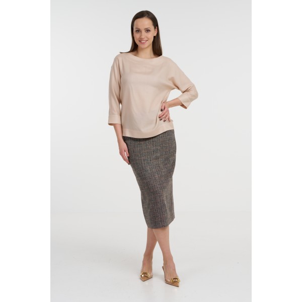 Blusa in Seta e Lana Beige