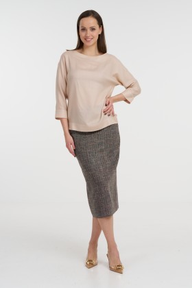Beige Silk-Wool Blouse